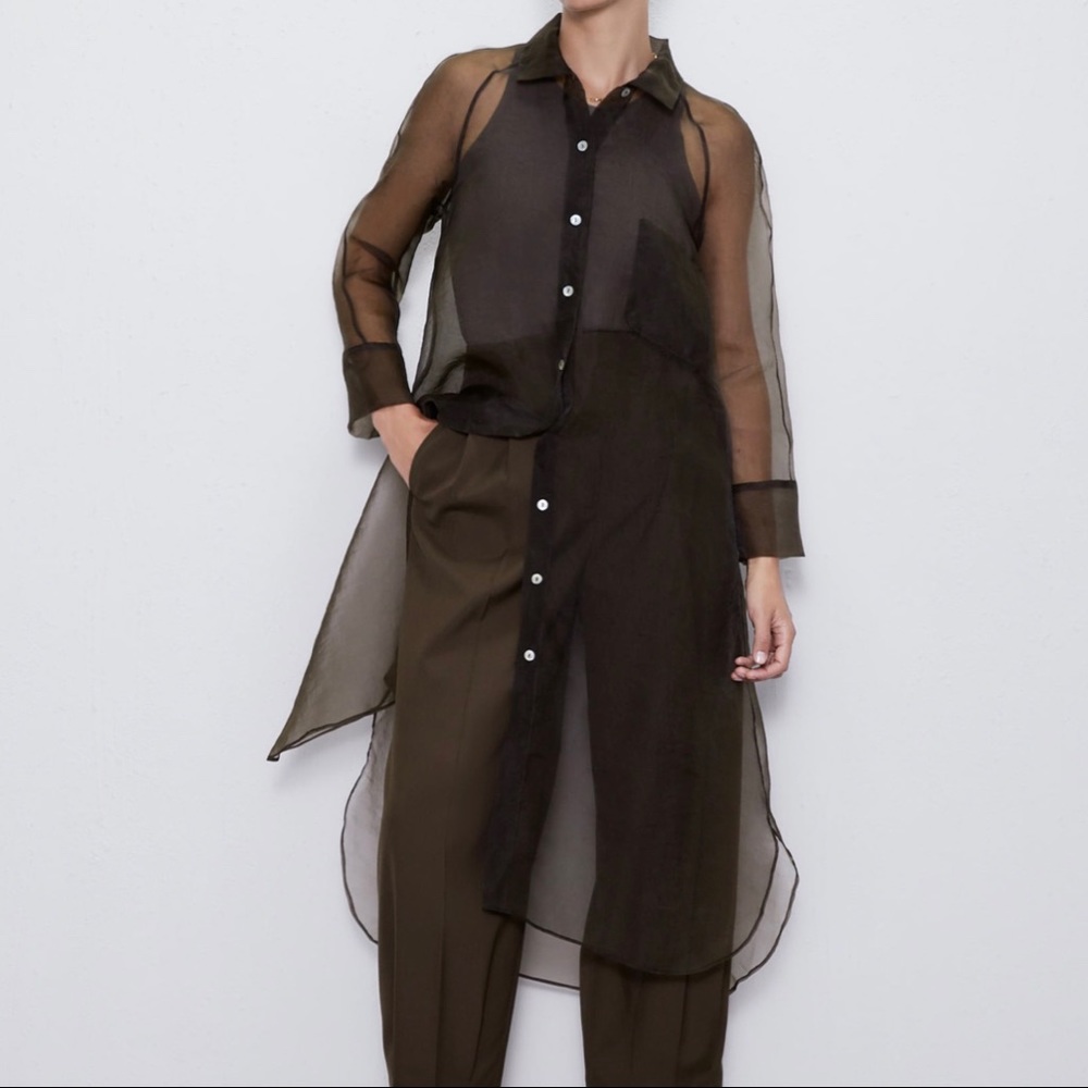 ZARA Long Organza Shirt - Picture 4 of 11